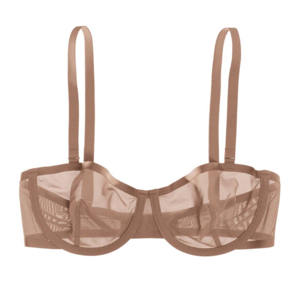 CUUP 30E brown mesh balconette unlined underwire bra